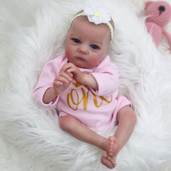 🆕16inch Soft Cloth Body Newborn Baby Doll Poseable Limbs Sleeping Doll EllaGirl - Picture 1 of 7